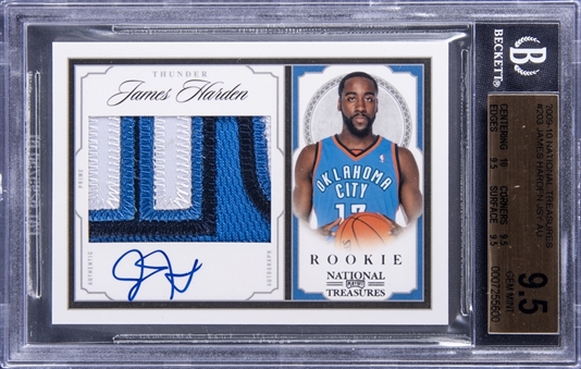 2009-10 Panini Playoff National Treasures Prime #203 James Harden Signed Patch Rookie Card (#98/99) - BGS GEM MINT 9.5/BGS 10 - True Gem+